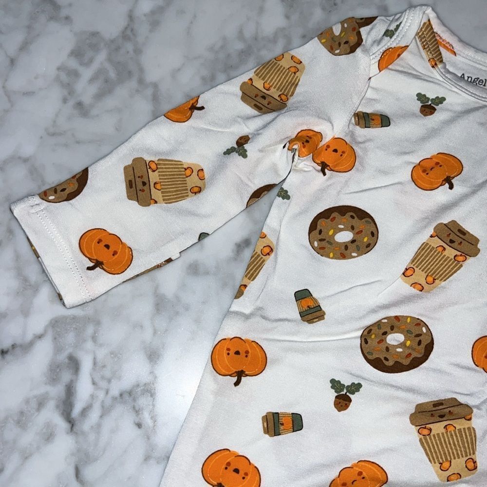 NWT ANGEL DEAD PUMPKIN THANKSGIVING KNOTTED GOWN 0/3M - Picture 3 of 4